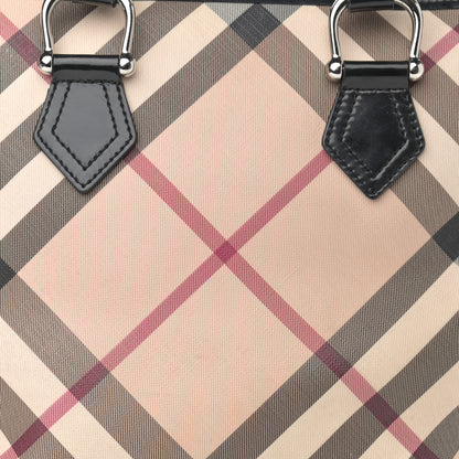 Burberry Patent Trim Nova Check Small Nickie Shopper Tote 8 of 22