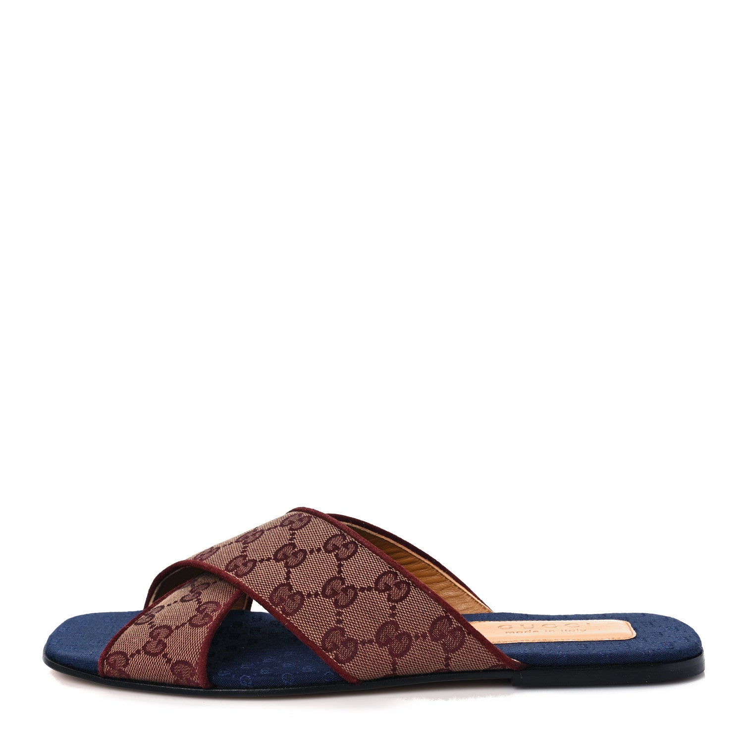 Gucci Canvas GG Monogram Mens Criss Cross Slide Sandals 10 Sahara Rubino Chardonnay 1 of 8