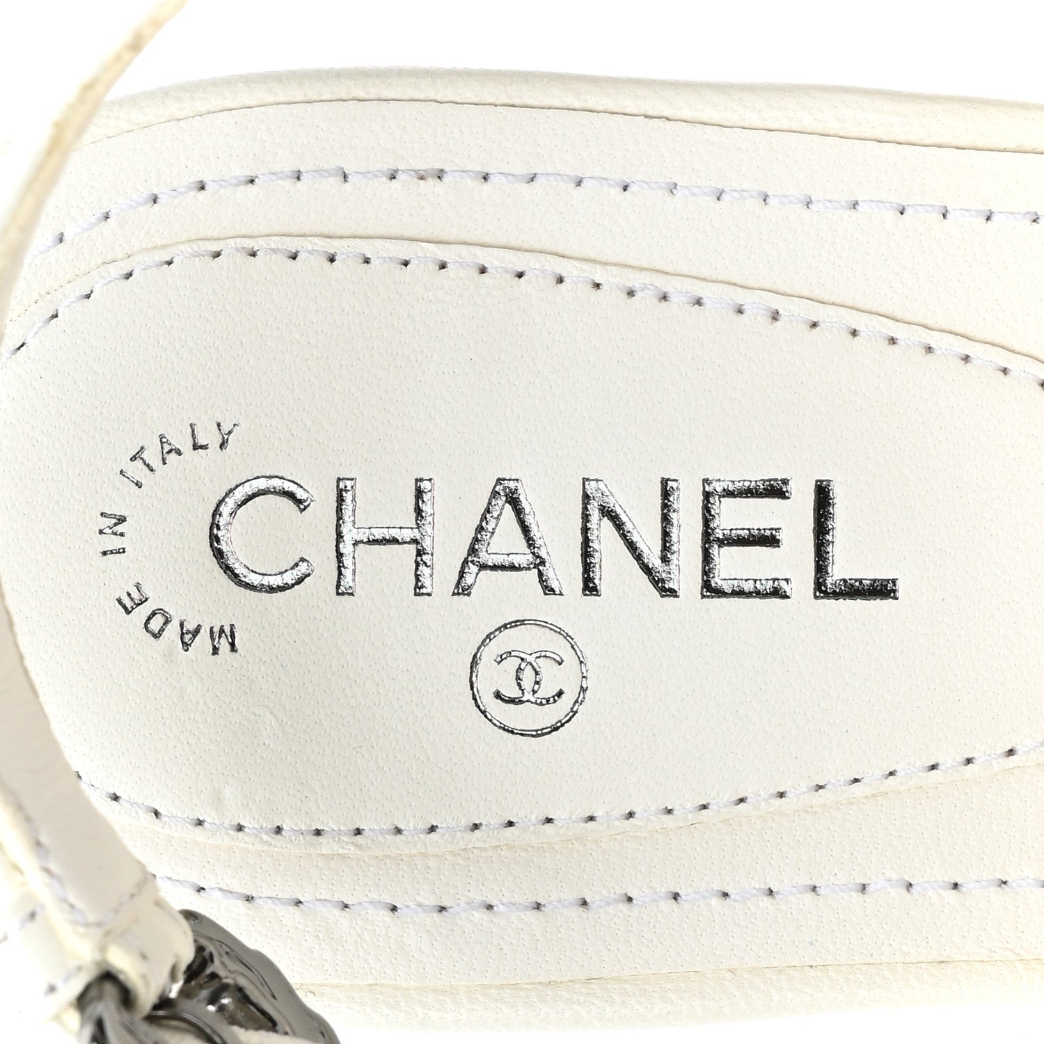 Chanel Lambskin CC Leaf Thong Sandals 39.5 White 7 of 9