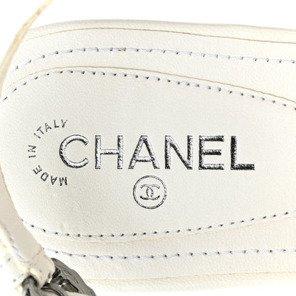 Chanel Lambskin CC Leaf Thong Sandals 39.5 White 7 of 9