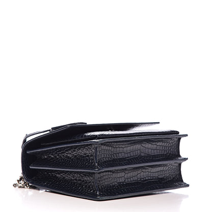 Saint Laurent Calfskin Crocodile Embossed Medium Monogram Sunset Navy 4 of 12