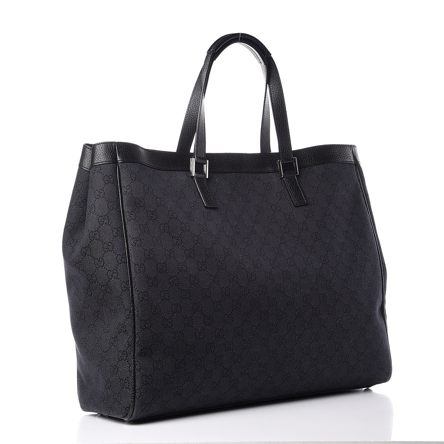 Gucci Denim Monogram Tote Black 3 of 12
