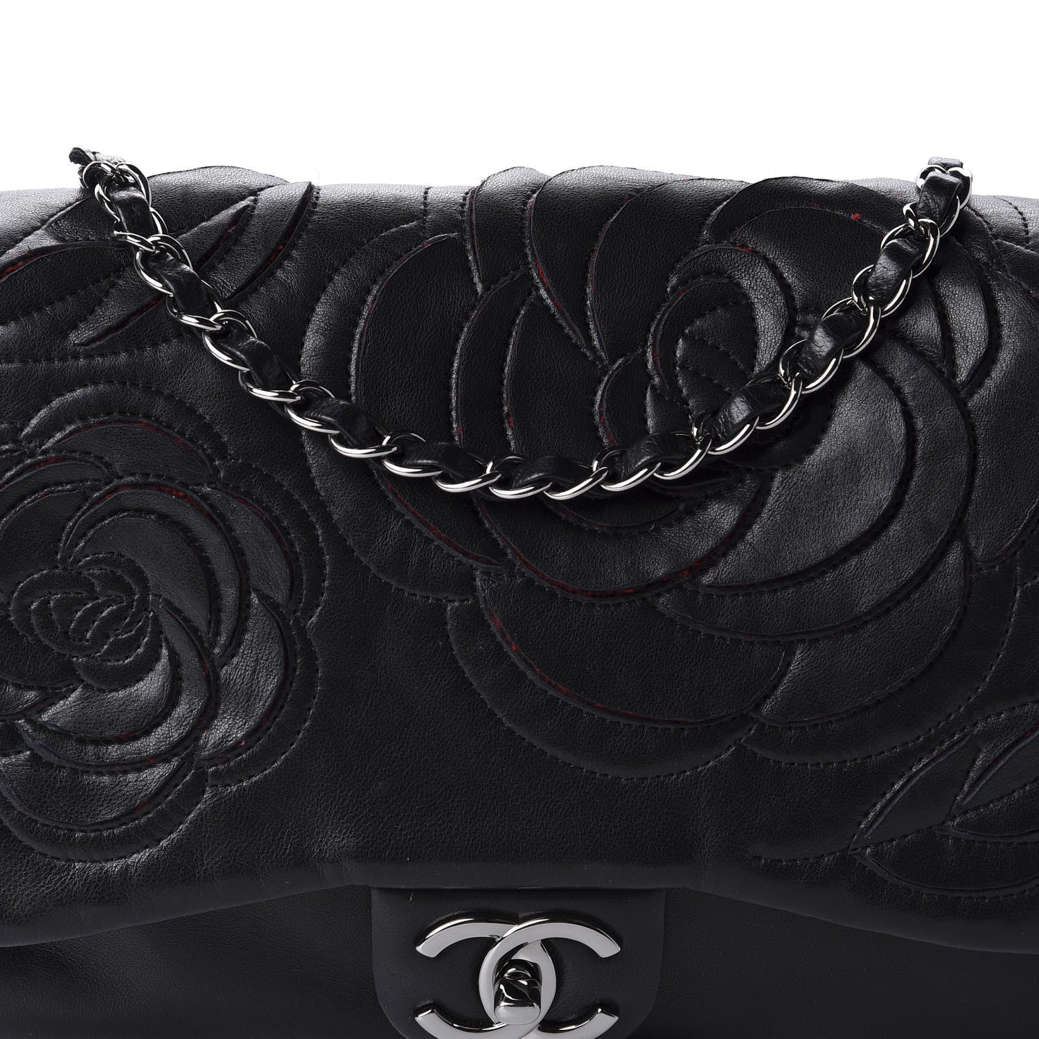 Chanel Lambskin Tweed Large Camellia Petals Flap Black 10 of 10