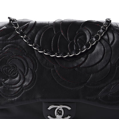 Chanel Lambskin Tweed Large Camellia Petals Flap Black 10 of 10