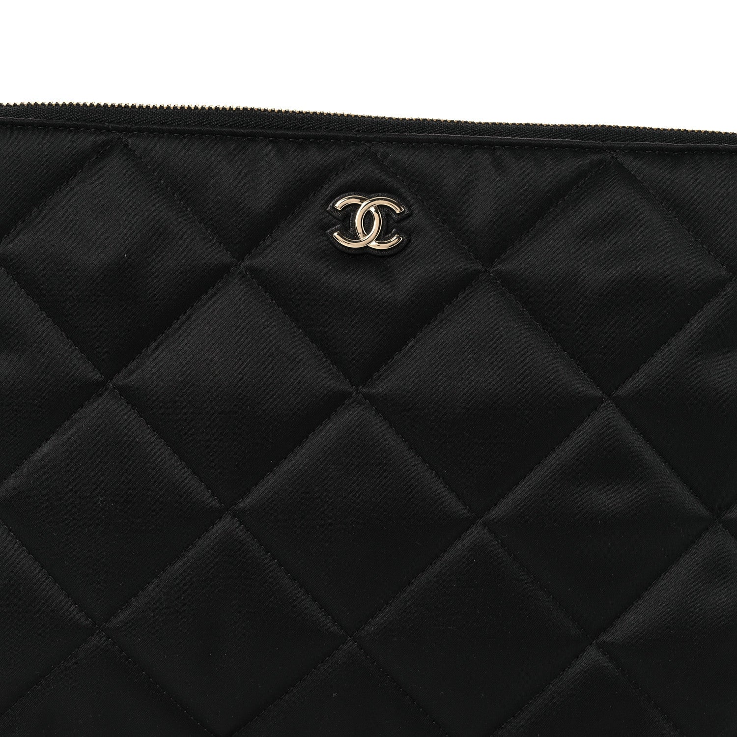 Chanel Satin Quilted Chain Around Medium Cosmetic Case Black 9 of 12