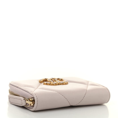 Chanel Lambskin Quilted 19 Zip Around Coin Purse Wallet Light Purple 4 of 8
