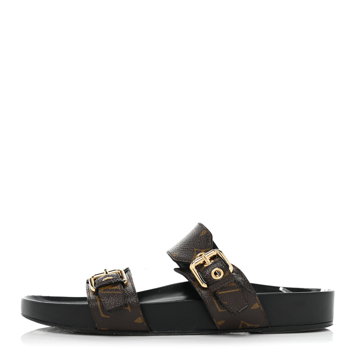 Patent Monogram Bom Dia Flat Mule Sandals 40 Black