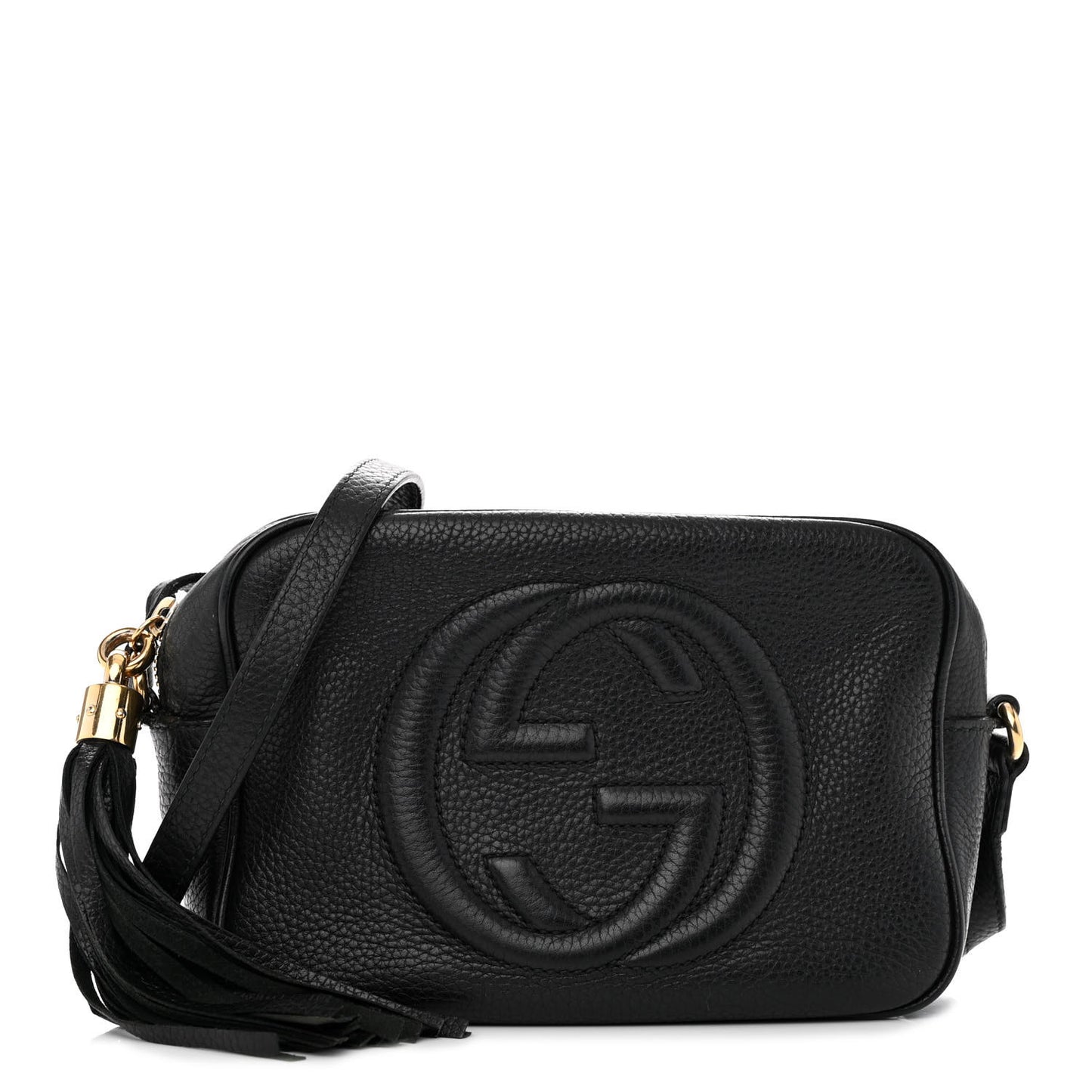 Pebbled Calfskin Small Soho Disco Bag Black