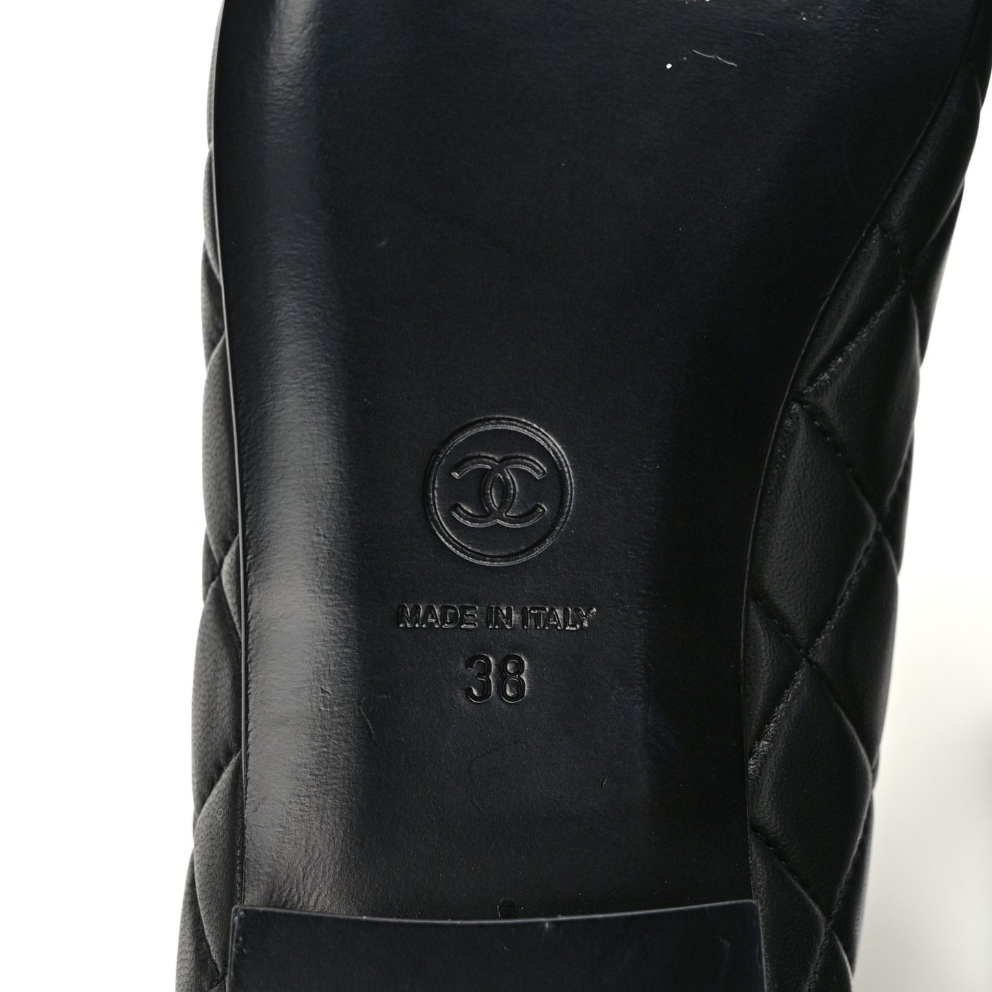 Lambskin Quilted CC Ballerina Flats 38 Black