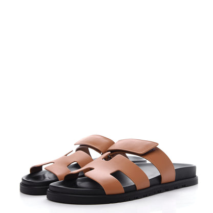 Hermes Calfskin Womens Chypre Sandals 40 Gold 3 of 11
