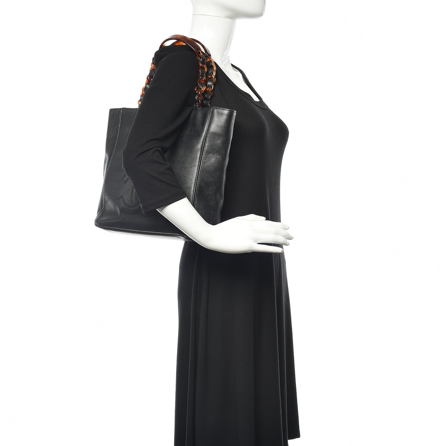 Caviar Bekko Chain CC Shopping Tote Black