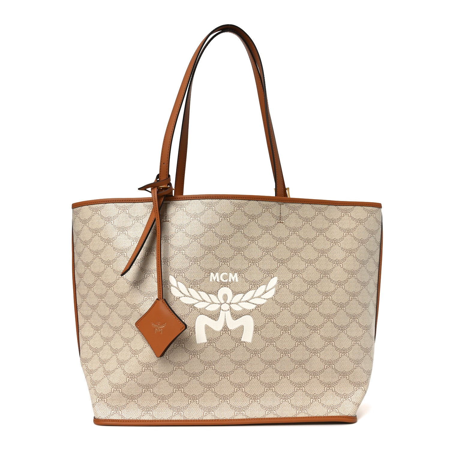 MCM Lauretos Nappa Medium Himmel Shopper Tote Oatmeal 1 of 9