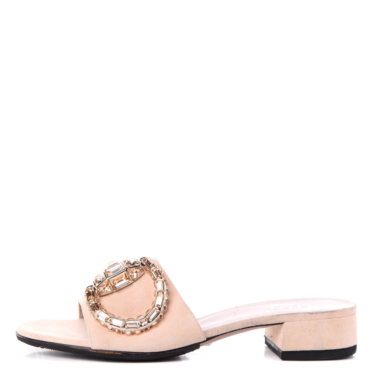 Gucci Suede Crystal Maxine Horsebit Slide Sandals 39 Blush Pink 1 of 7