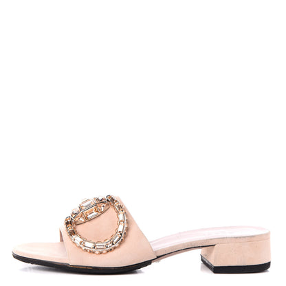 Gucci Suede Crystal Maxine Horsebit Slide Sandals 39 Blush Pink 1 of 7