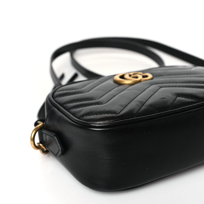 Gucci Calfskin Matelasse Mini GG Marmont Chain Shoulder Bag Black 8 of 11
