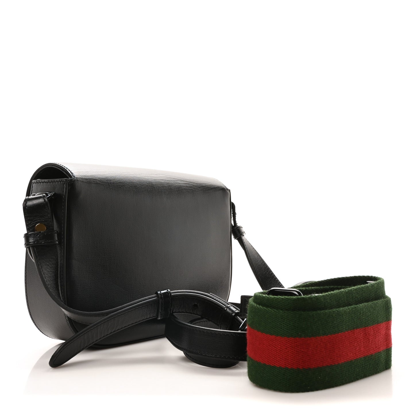 Azalea Calfskin Web Monochrome Small Horsebit 1955 Shoulder Bag Black