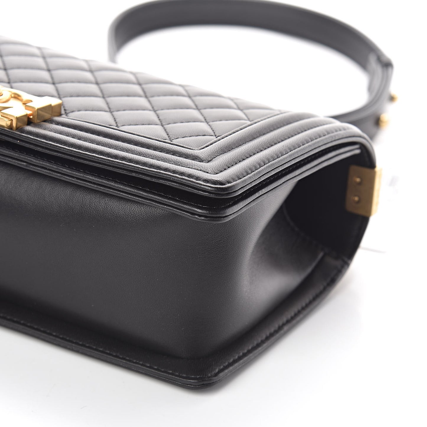 Lambskin Quilted Medium Boy Flap Black