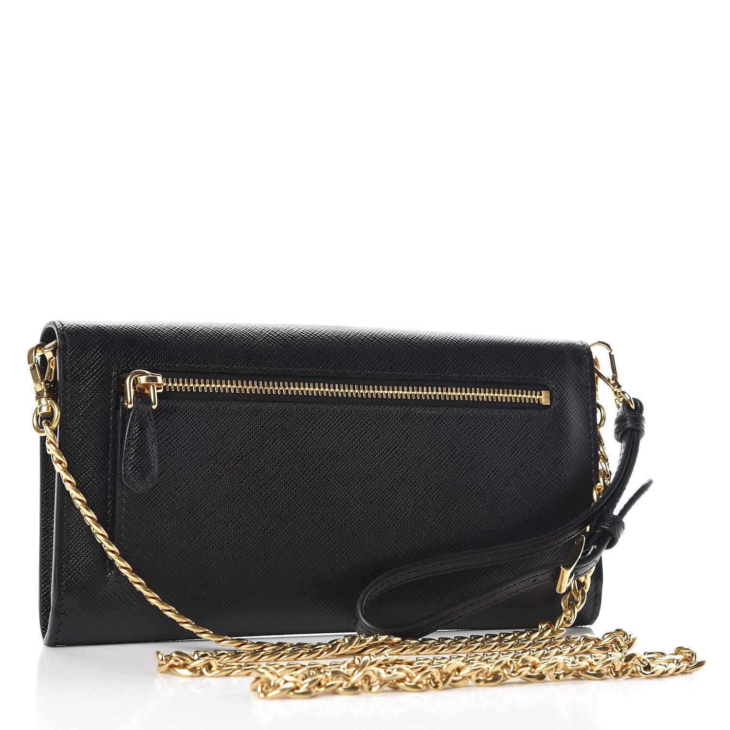 Prada Saffiano Envelope Wristlet Crossbody Wallet Black 3 of 7
