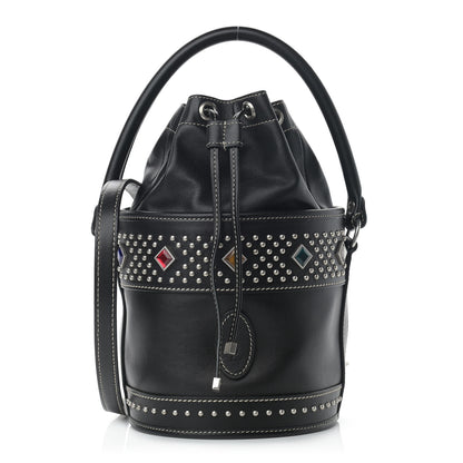 Saint Laurent Smooth Calfskin Studded Small Bahia Drawstring Bucket Bag Black Multicolor 1 of 10