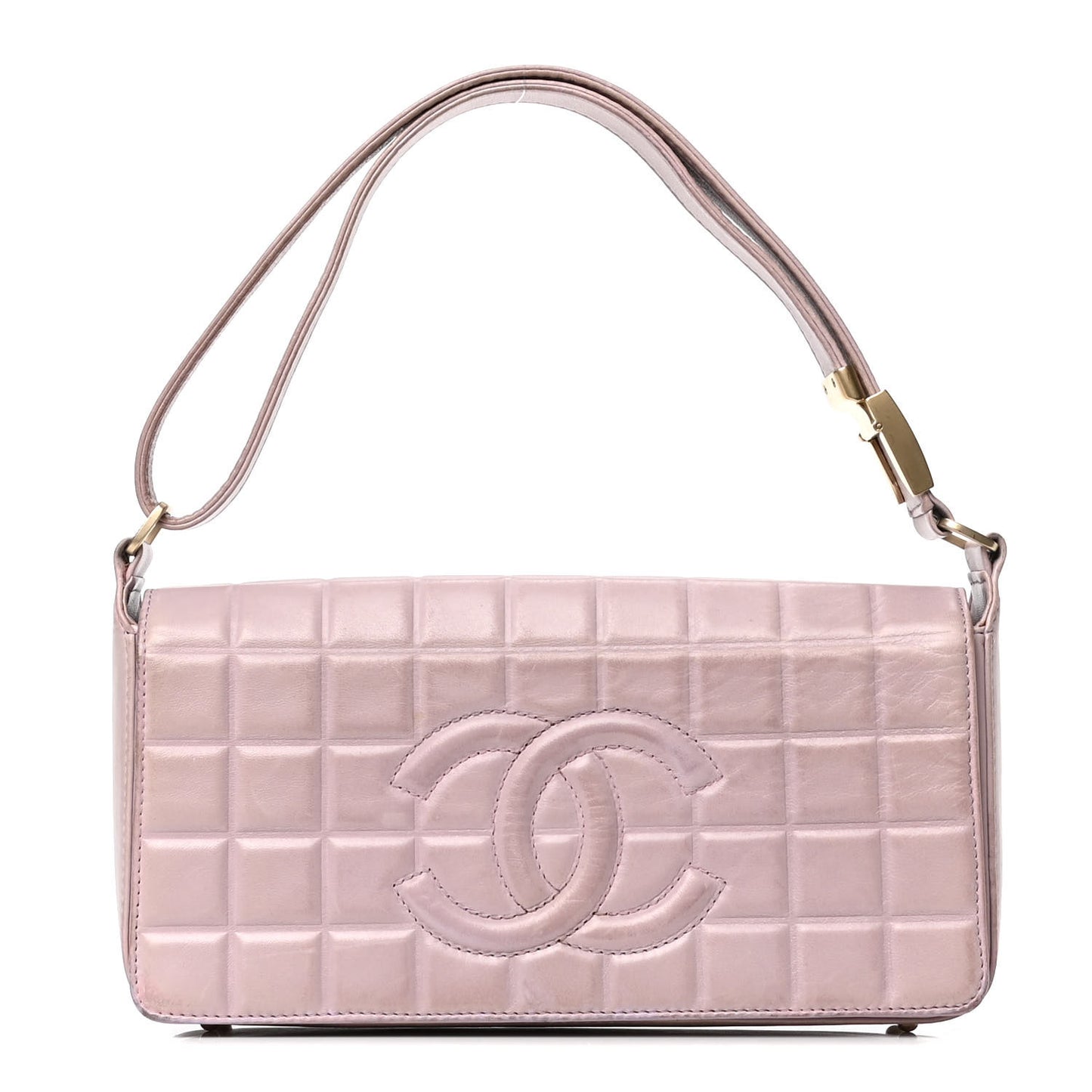 Lambskin Quilted CC Chocolate Bar Flap Pink
