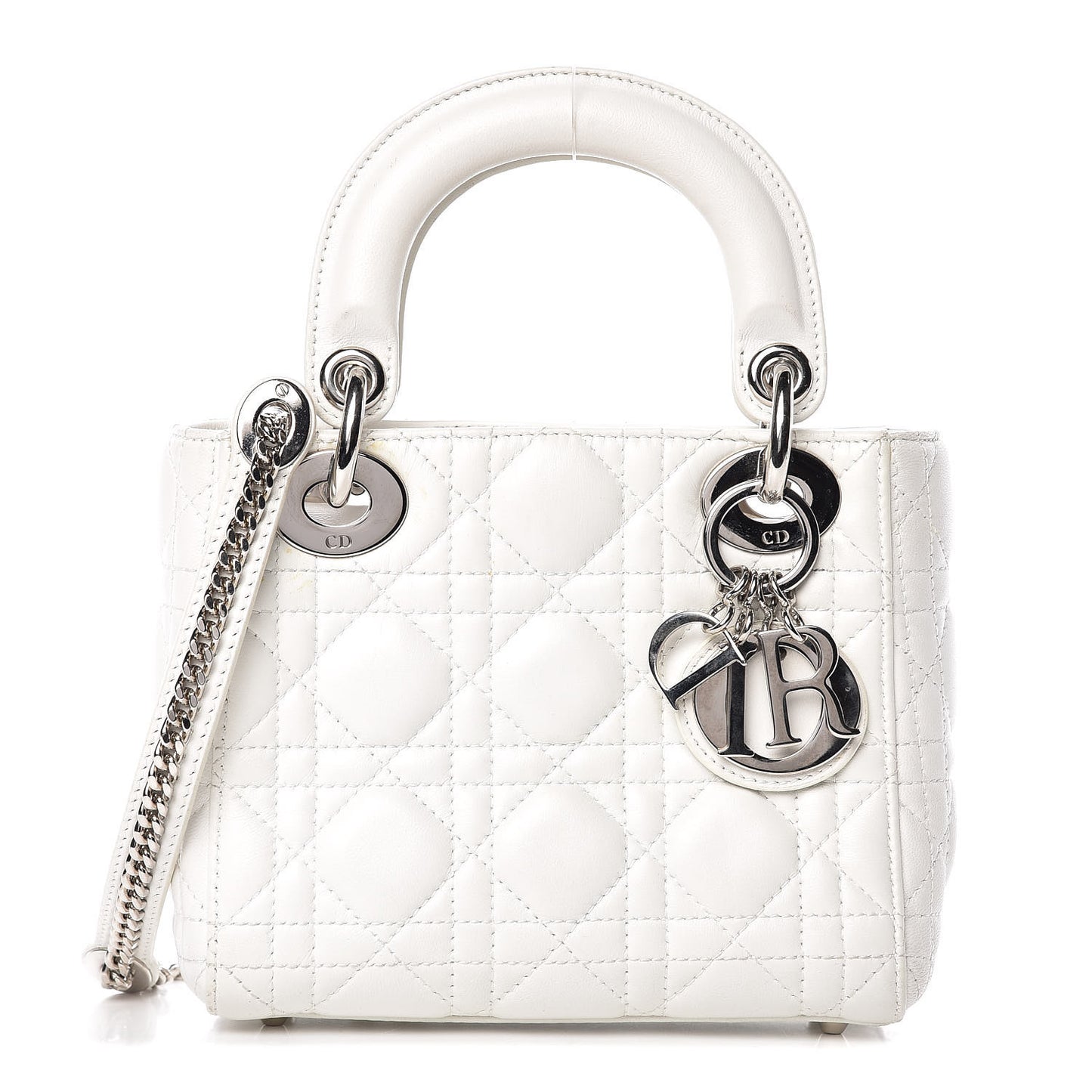 Lambskin Cannage Mini Lady Dior White