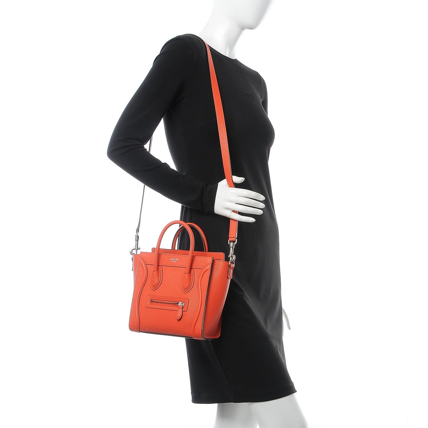 Drummed Calfskin Nano Luggage Vermillion
