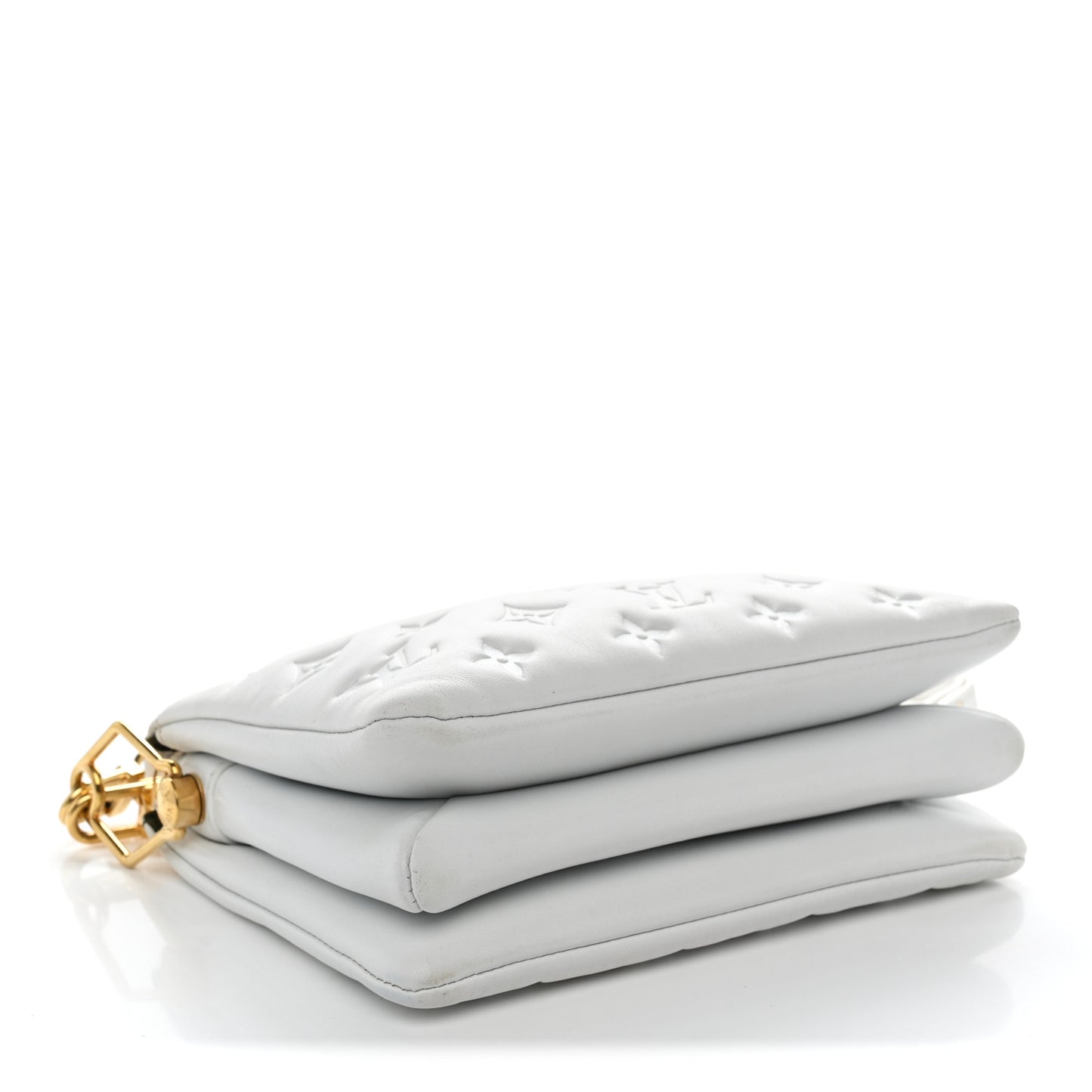 Lambskin Embossed Monogram Coussin BB White