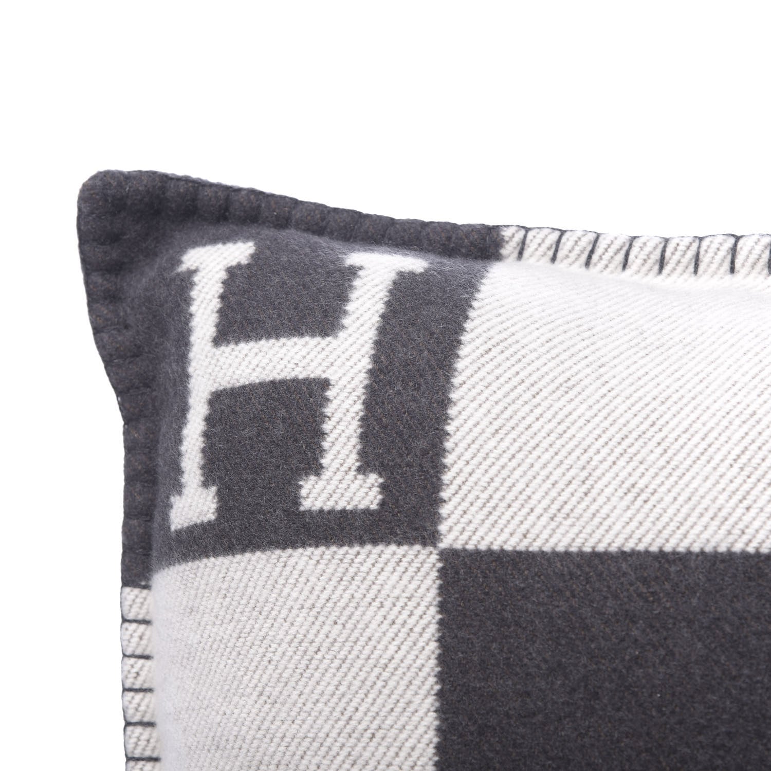 Hermes Wool Cashmere Avalon Pillow PM Ecru Gris Fonce 3 of 5