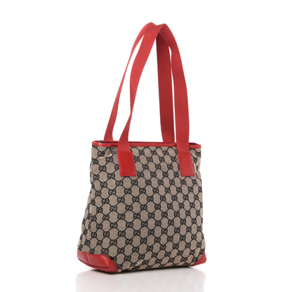 Gucci Monogram Large Tote Navy Red 3 of 10