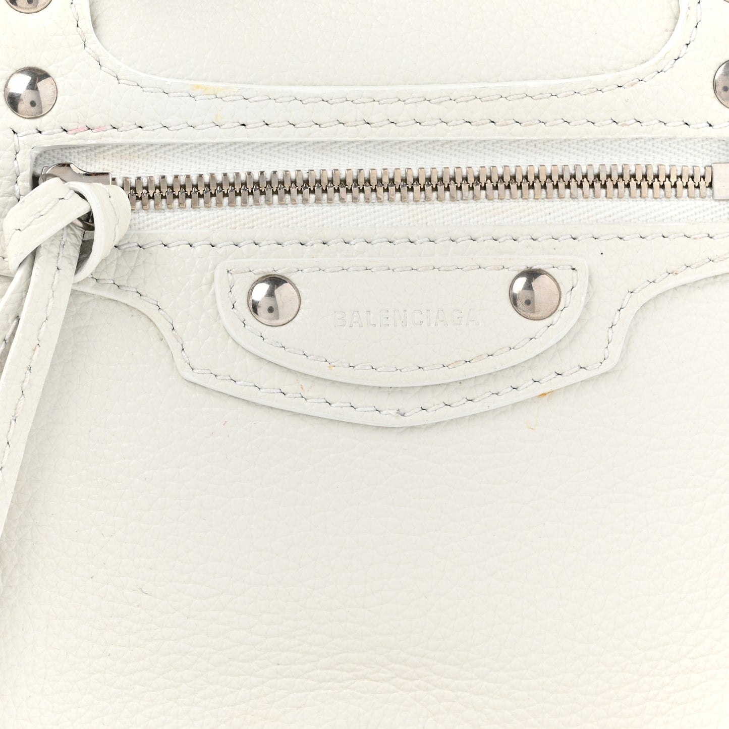Grained Calfskin Neo Classic Silver Hardware Mini City White
