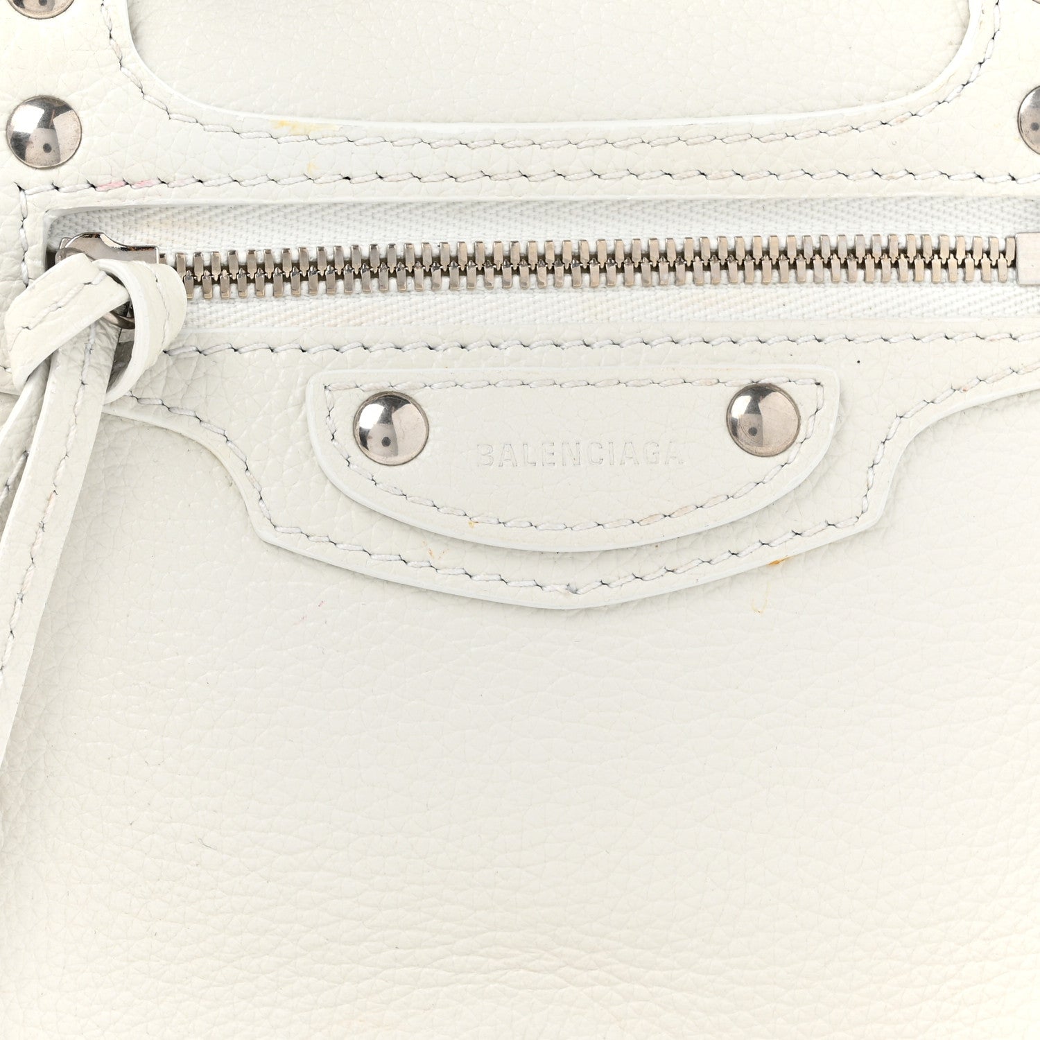 Balenciaga Grained Calfskin Neo Classic Silver Hardware Mini City White 8 of 12