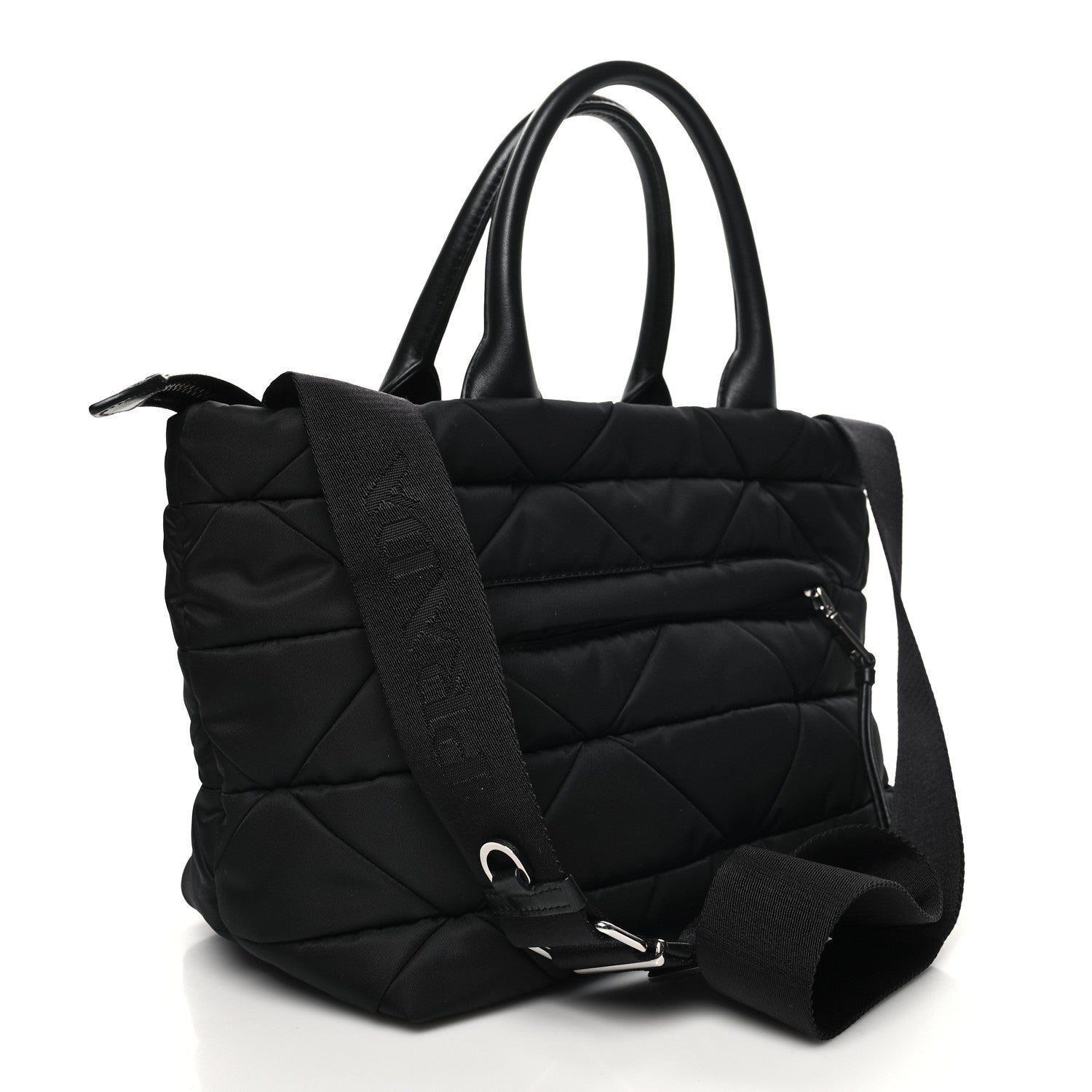 Prada Re-Nylon Nappa Triangle Quilted Padded Small Double Handled Zip Tote Black 3 of 9