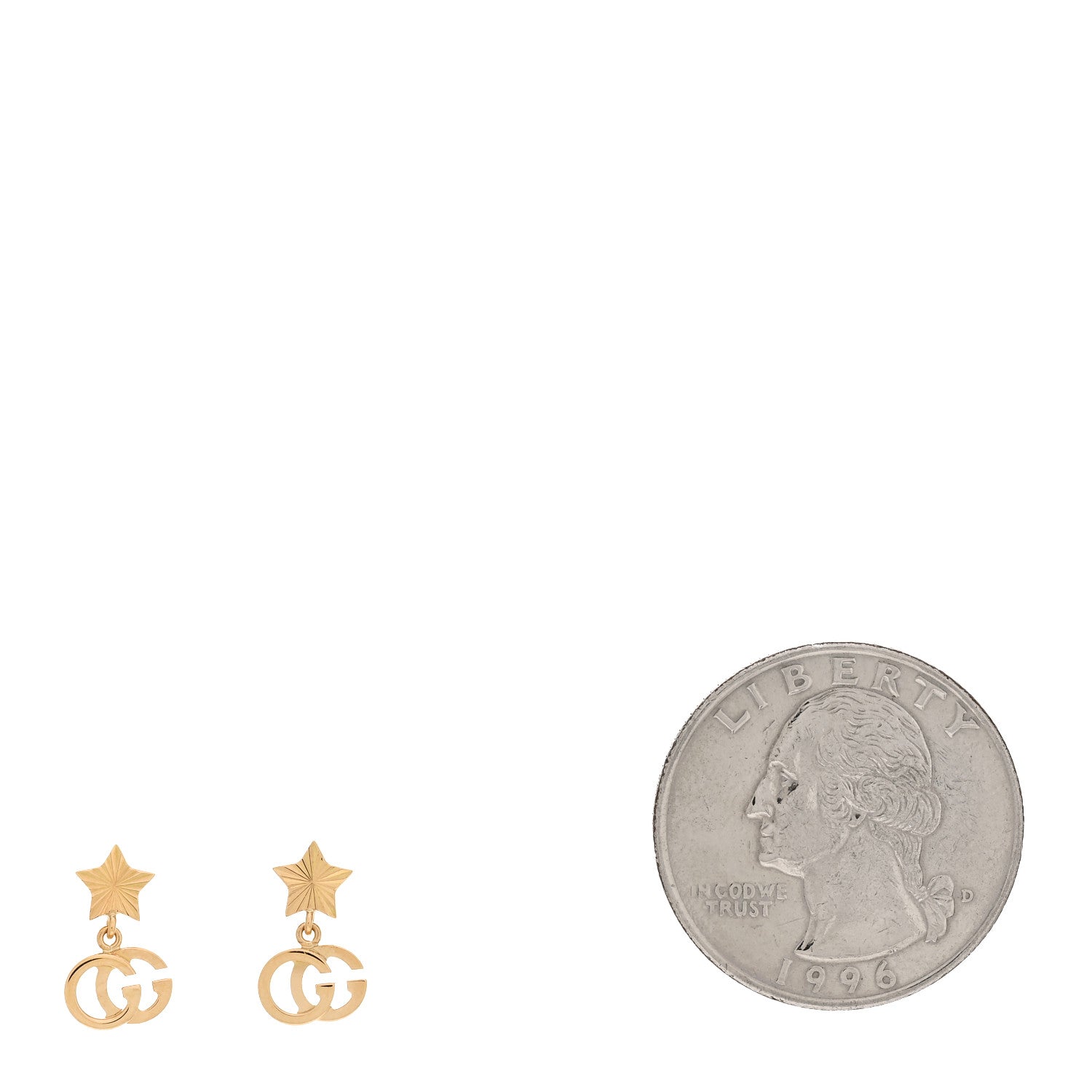 Gucci 18K Yellow Gold GG Running Star Earrings 2 of 5