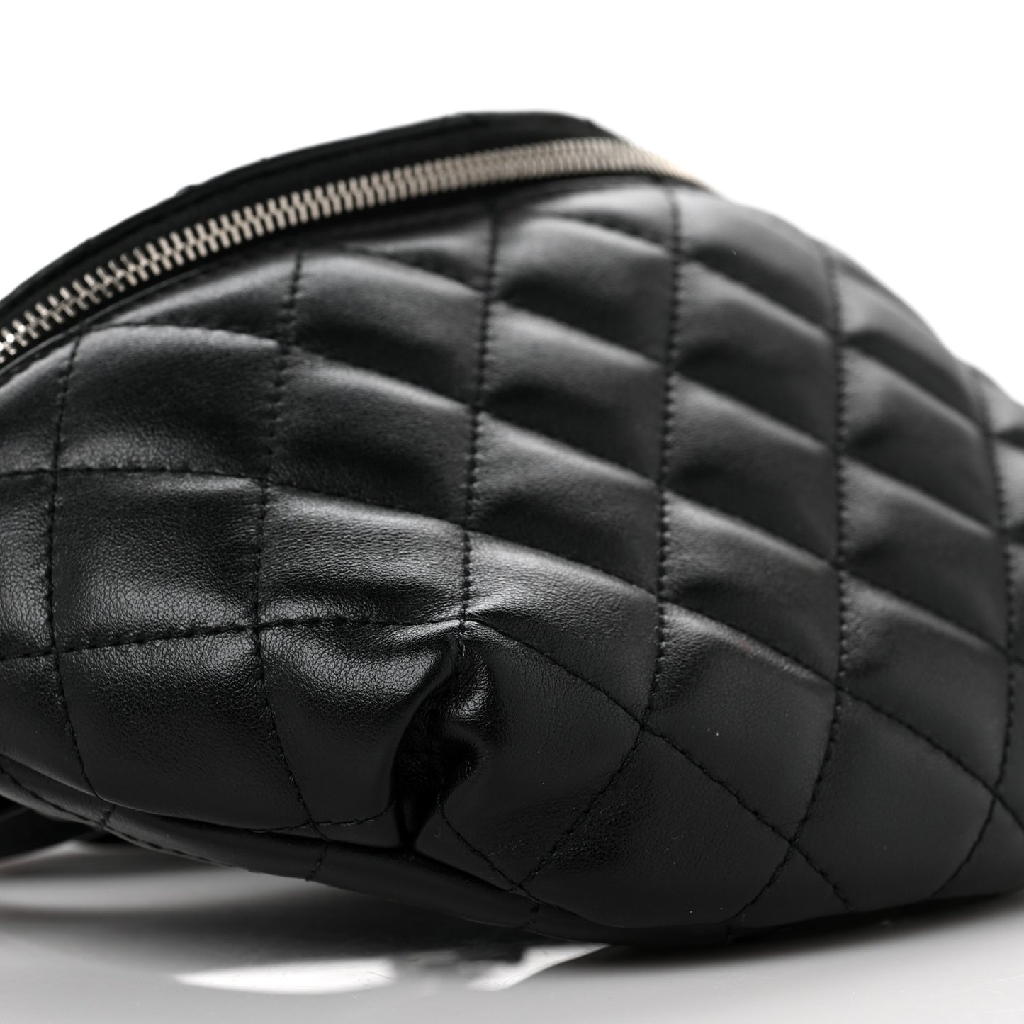 Lambskin Quilted Waist Belt Bag Black