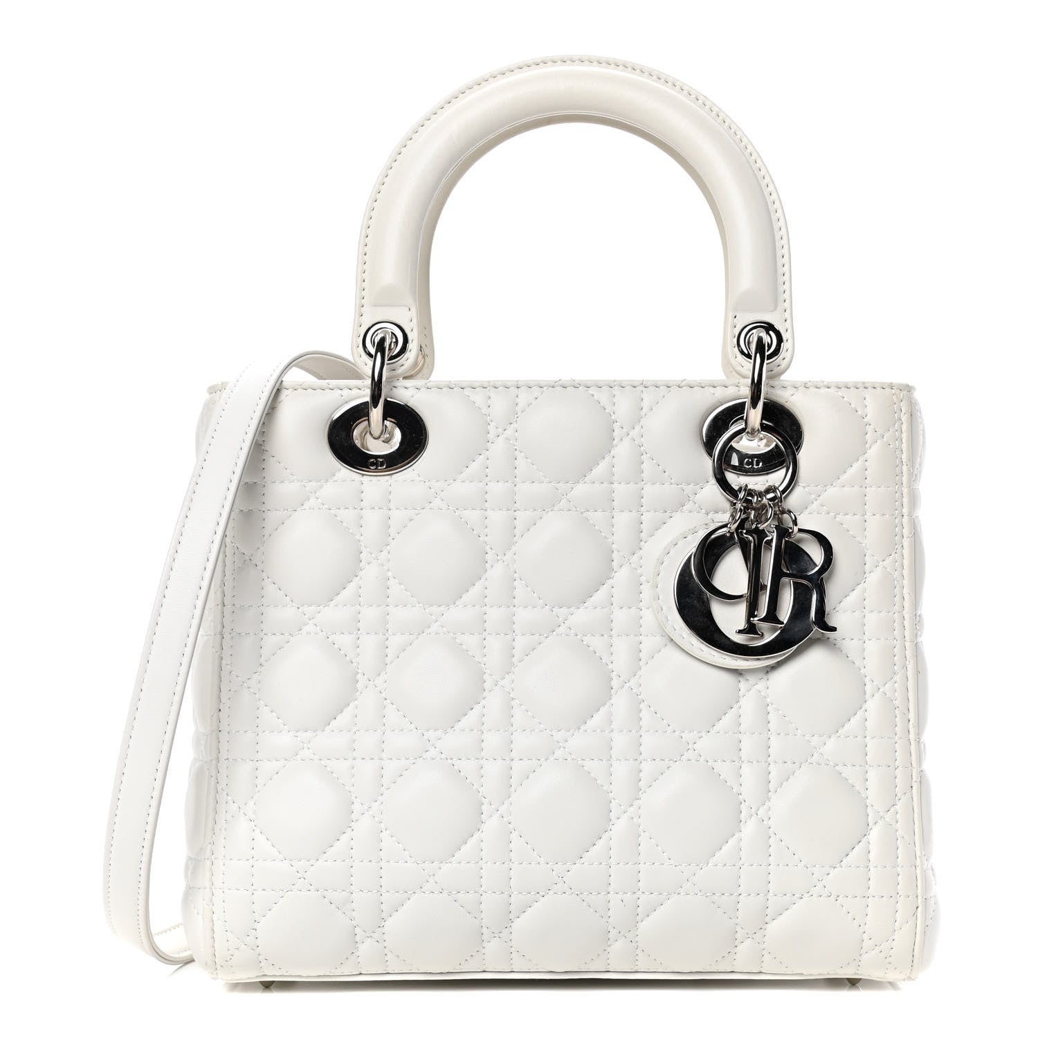 Christian Dior Lambskin Cannage Medium Lady Dior White 1 of 7