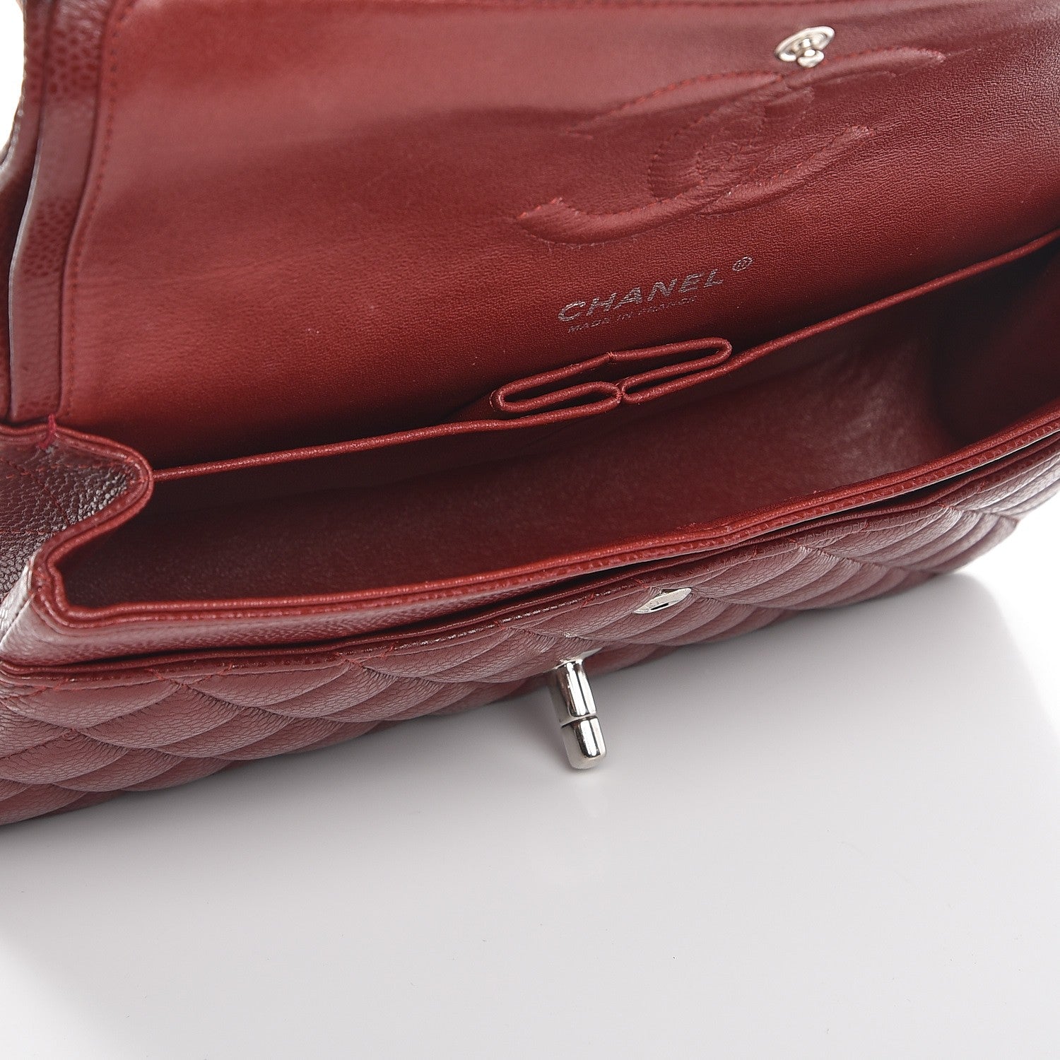 Chanel Caviar Quilted Medium Double Flap Dark Red 6 of 11