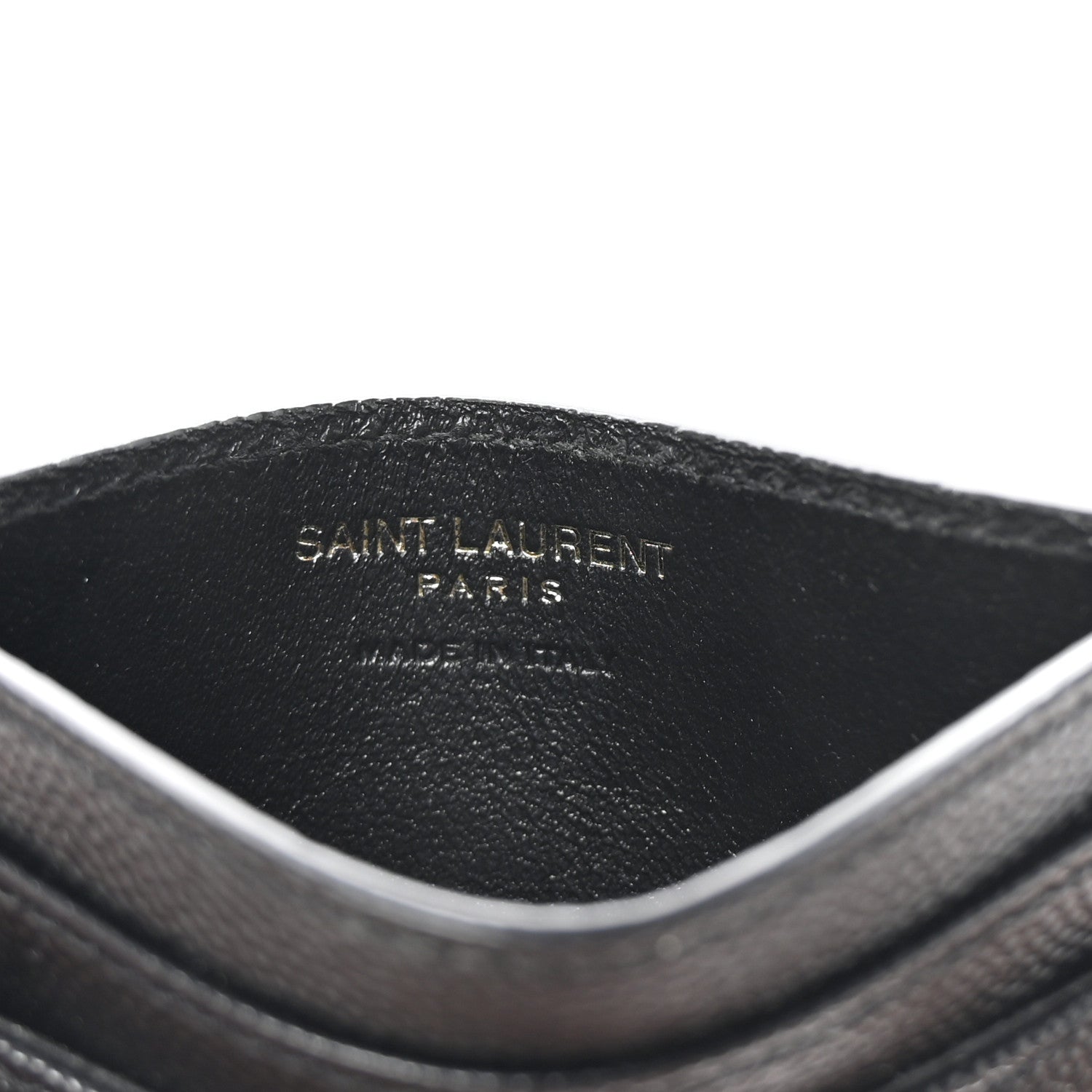 Saint Laurent Grain De Poudre Matelasse Chevron Monogram Credit Card Case Black 6 of 8