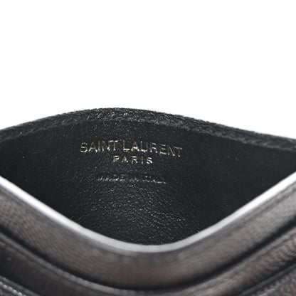 Saint Laurent Grain De Poudre Matelasse Chevron Monogram Credit Card Case Black 6 of 8