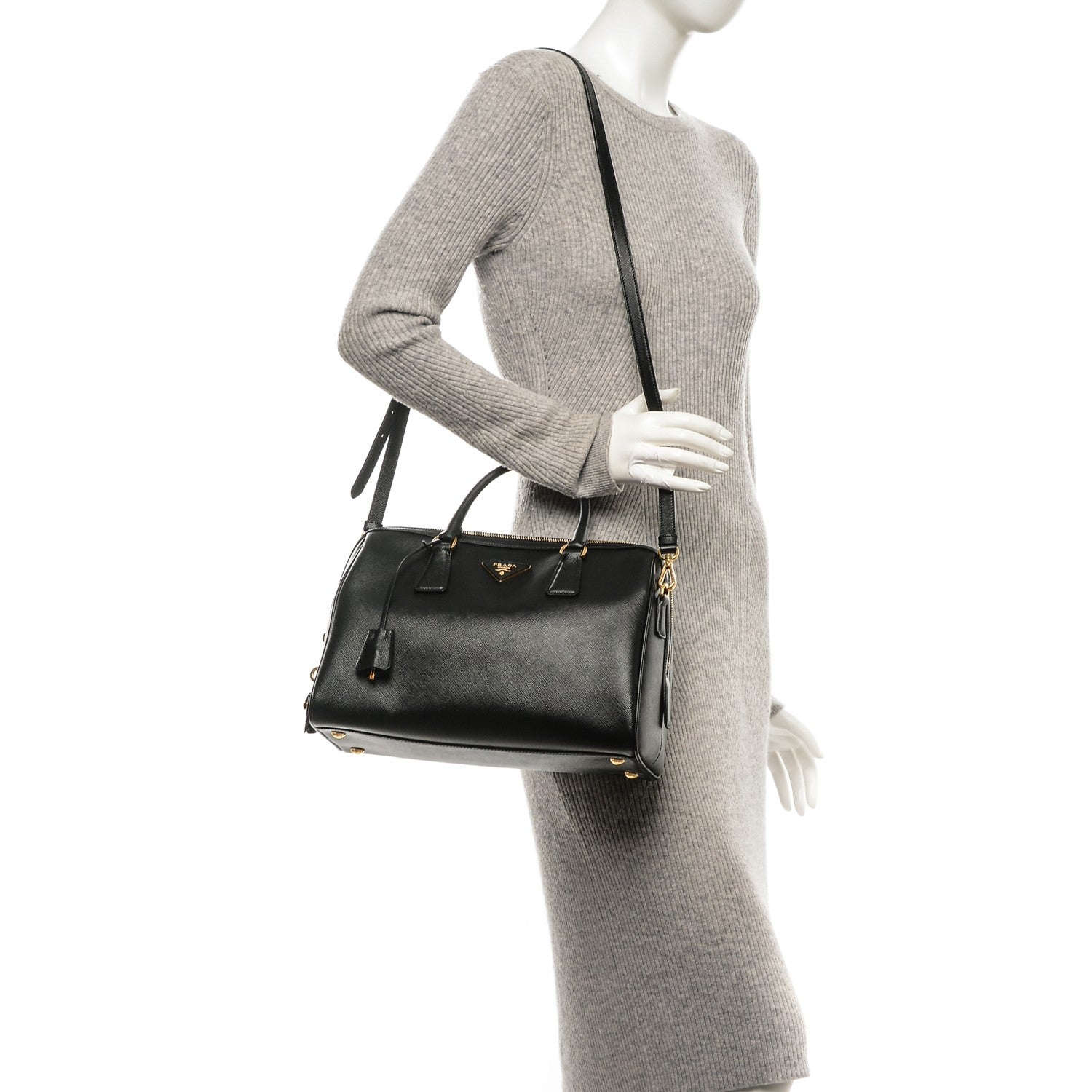 Prada Saffiano Lux Bowler Black 2 of 7