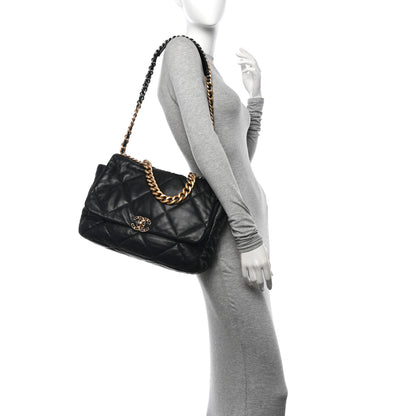 Chanel Lambskin Quilted Maxi Chanel 19 Flap Black 2 of 12