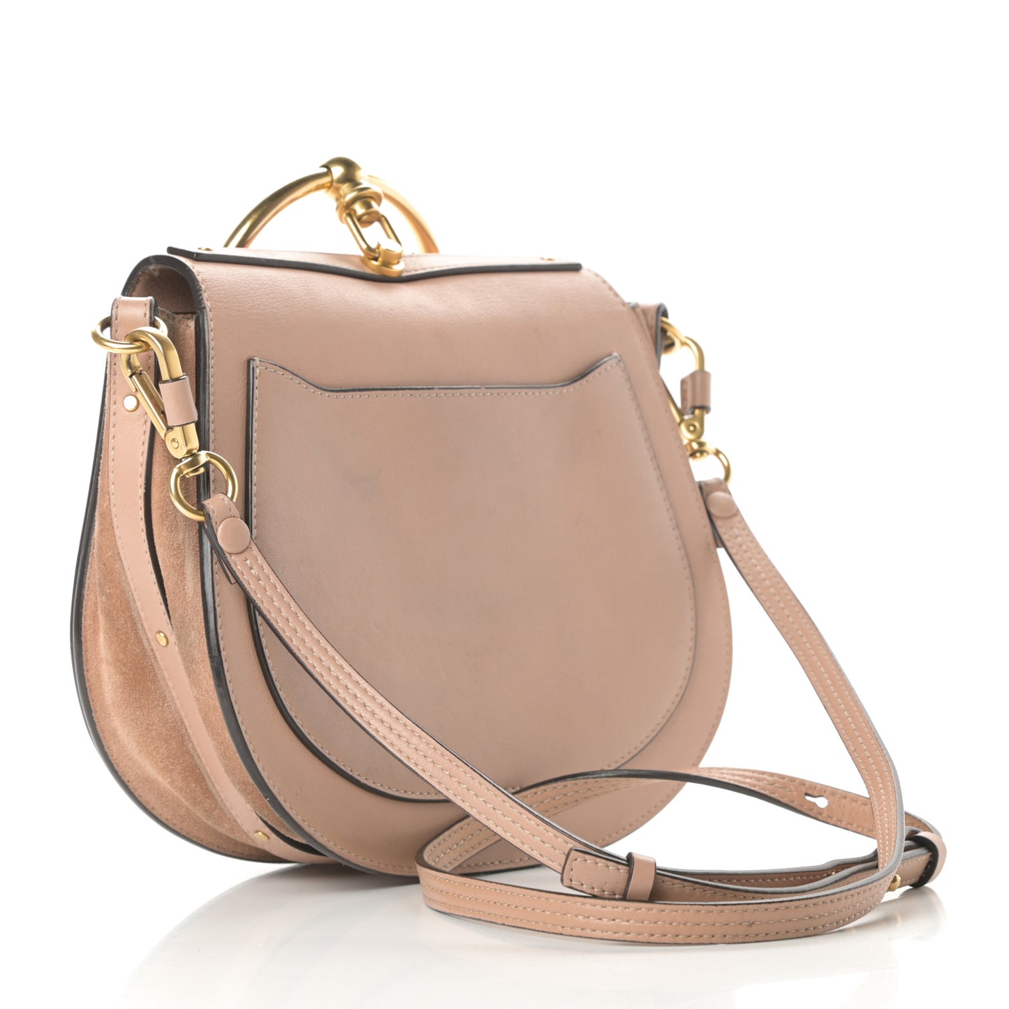 Calfskin Suede Medium Nile Bracelet Bag Biscotti Beige