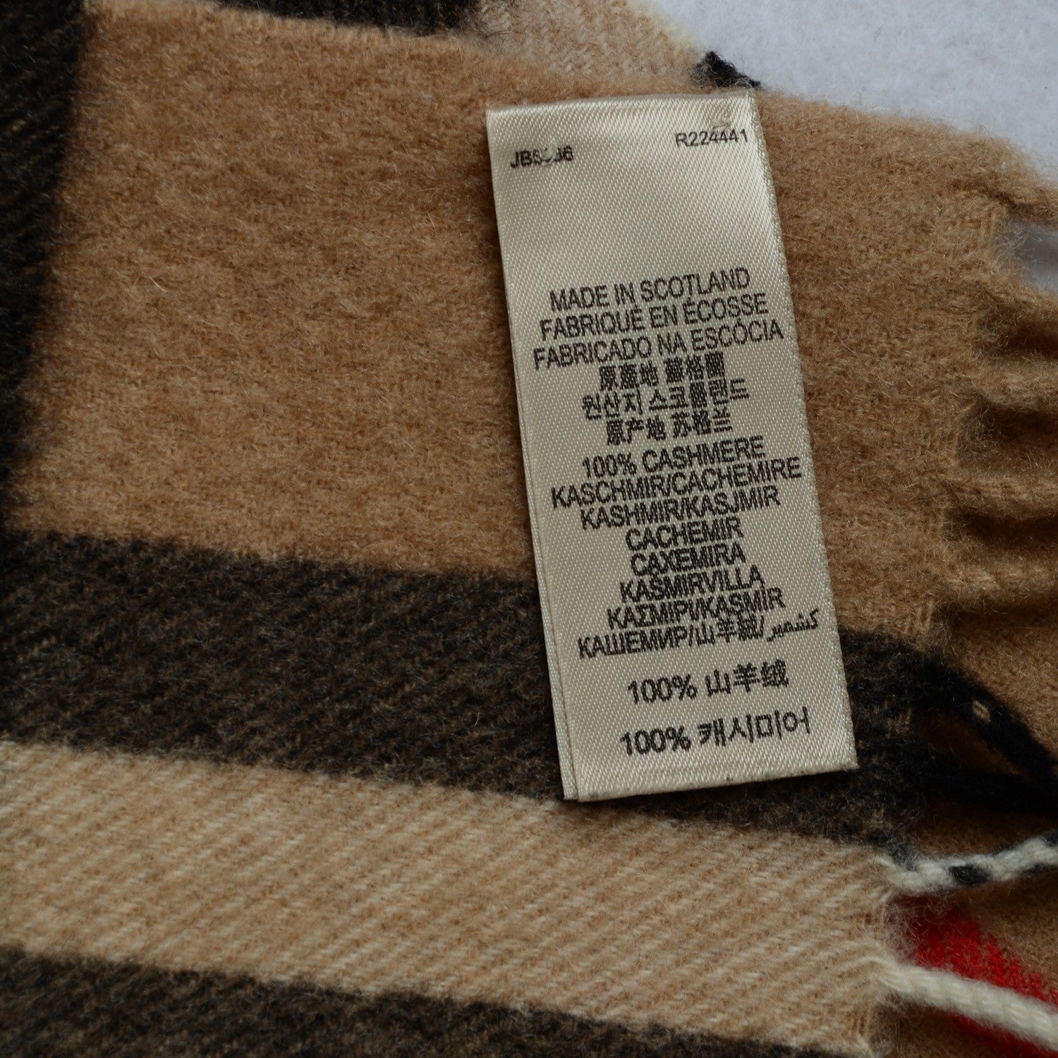 Burberry Cashmere Giant Heritage Check Fringe Scarf Camel 5 of 5