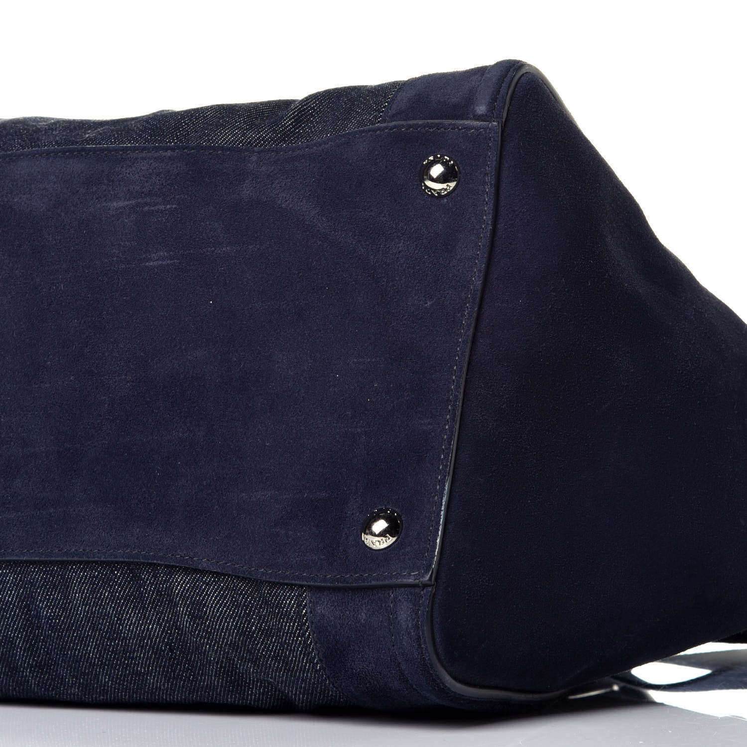Prada Denim Suede Scamosciato Twin Pocket Tote Bleu 9 of 9