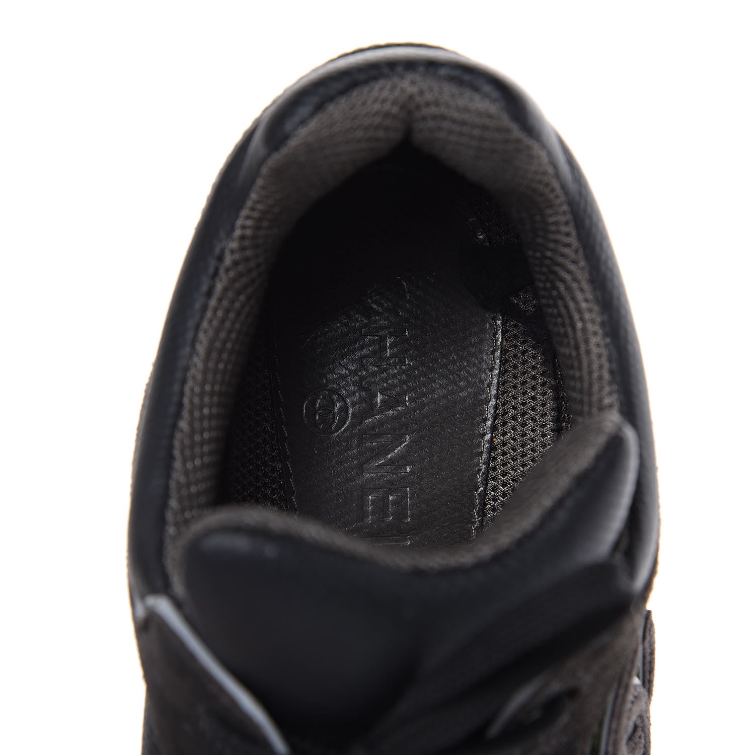 Chanel Suede Calfskin CC Sneakers 39 Black Grey 10 of 11