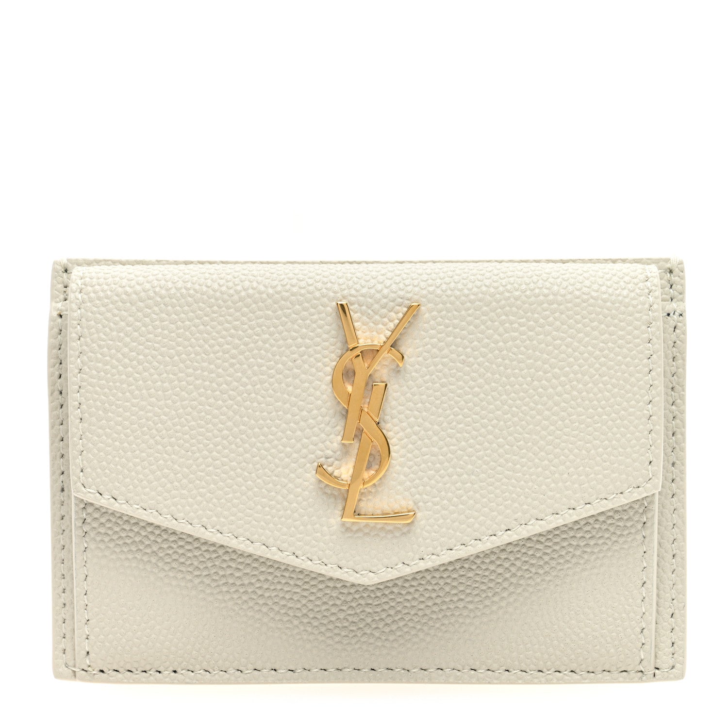 Saint Laurent Grain De Poudre Uptown Monogram Card Case Blanc Vintage 1 of 8