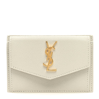 Saint Laurent Grain De Poudre Uptown Monogram Card Case Blanc Vintage 1 of 8