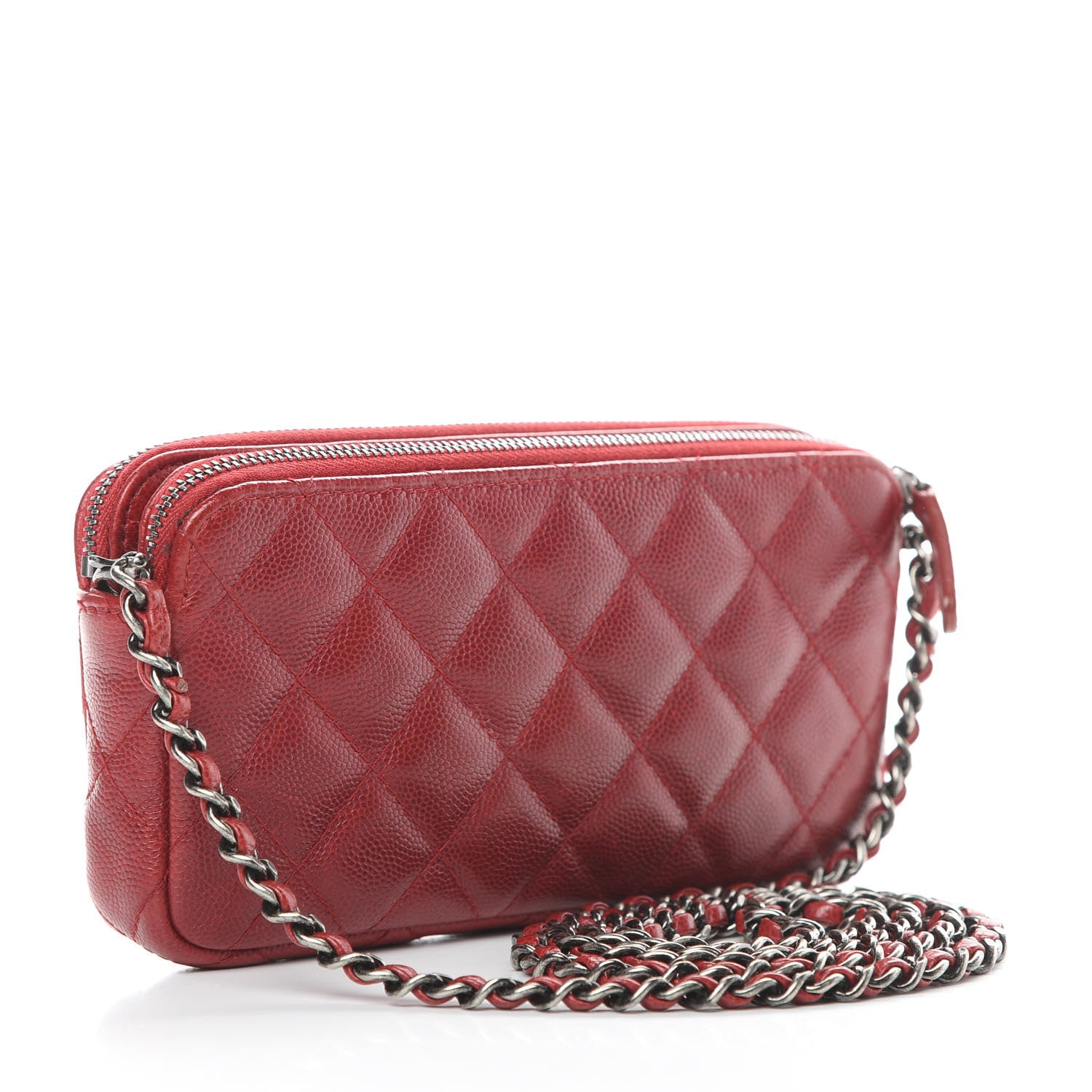 Chanel Caviar Quilted Small Clutch With Chain Red 3 of 17