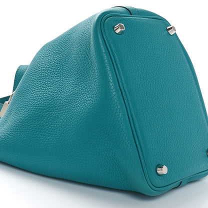 Hermes Taurillon Clemence Picotin Lock 18 PM Bleu Paon 9 of 10