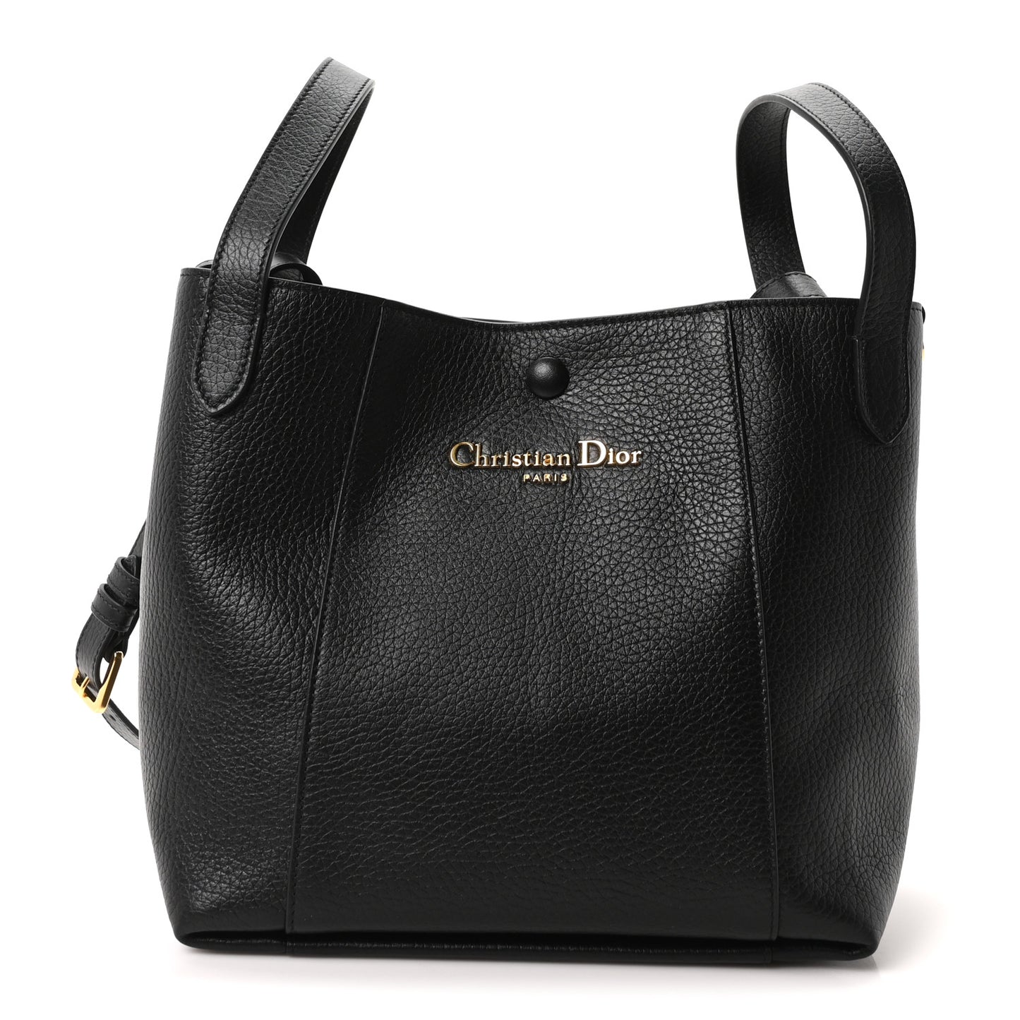 Calfskin Medium Signature Bucket Bag Black