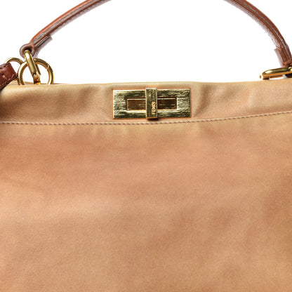 Fendi Vitello Saddle Denim Large Peekaboo Iconic Satchel Brown 9 of 9